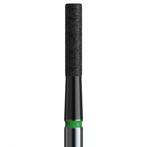 837G 014 FG/DLC Бор алмазный стоматологический цилиндр с плоским концом зелёный